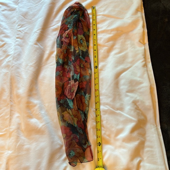 Marc Rozier Paris - Floral Scarf in Autumn Colors 52" long 14.25" wide. - Picture 2 of 5